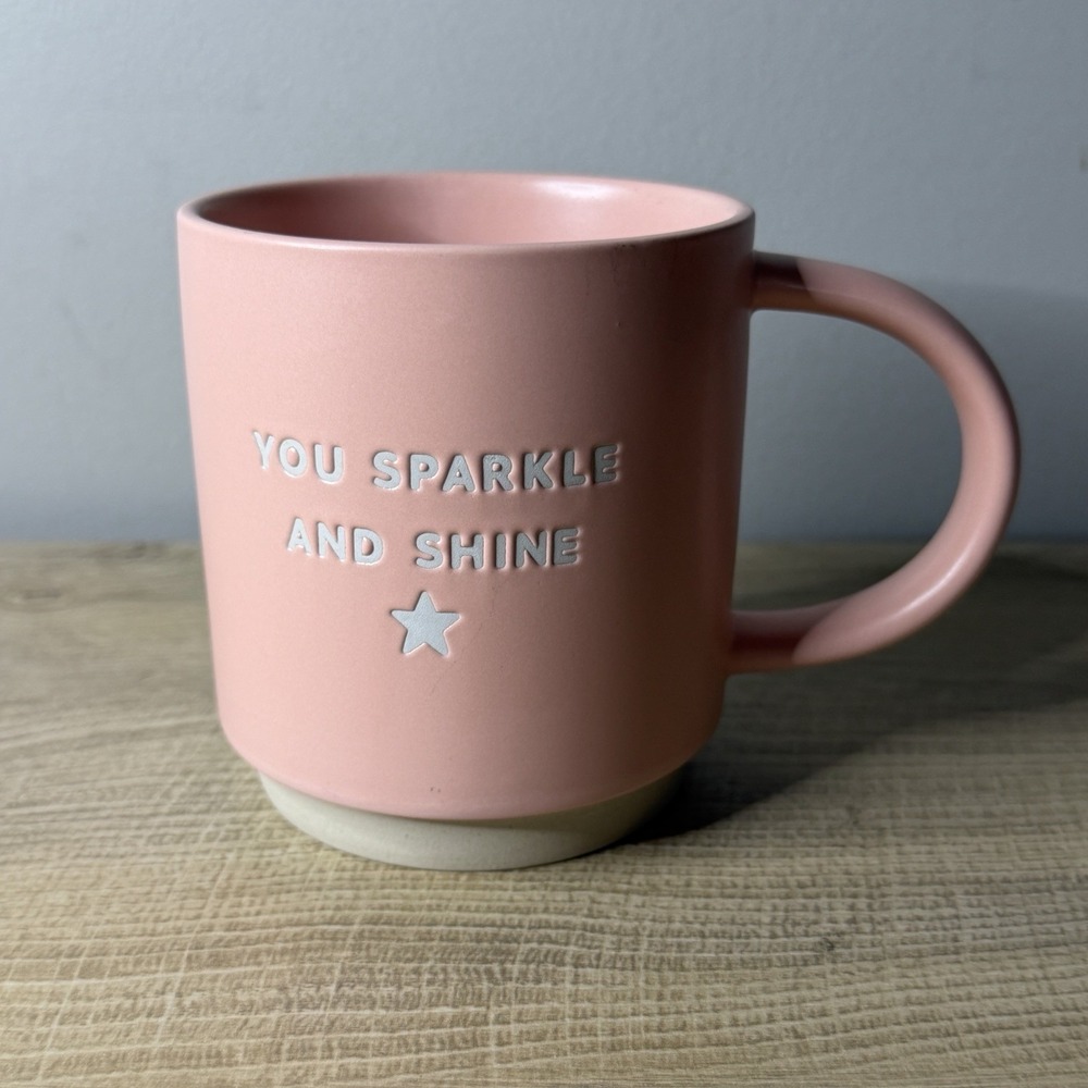 Hallmark Pink Coffee Mug You Sparkle and Shine Star Motivational Gift Tea Cup